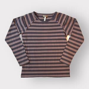 Matilda Jane NEW Girls You & Me Holt Tee sz 10 Long Sleeve Top Brown Striped